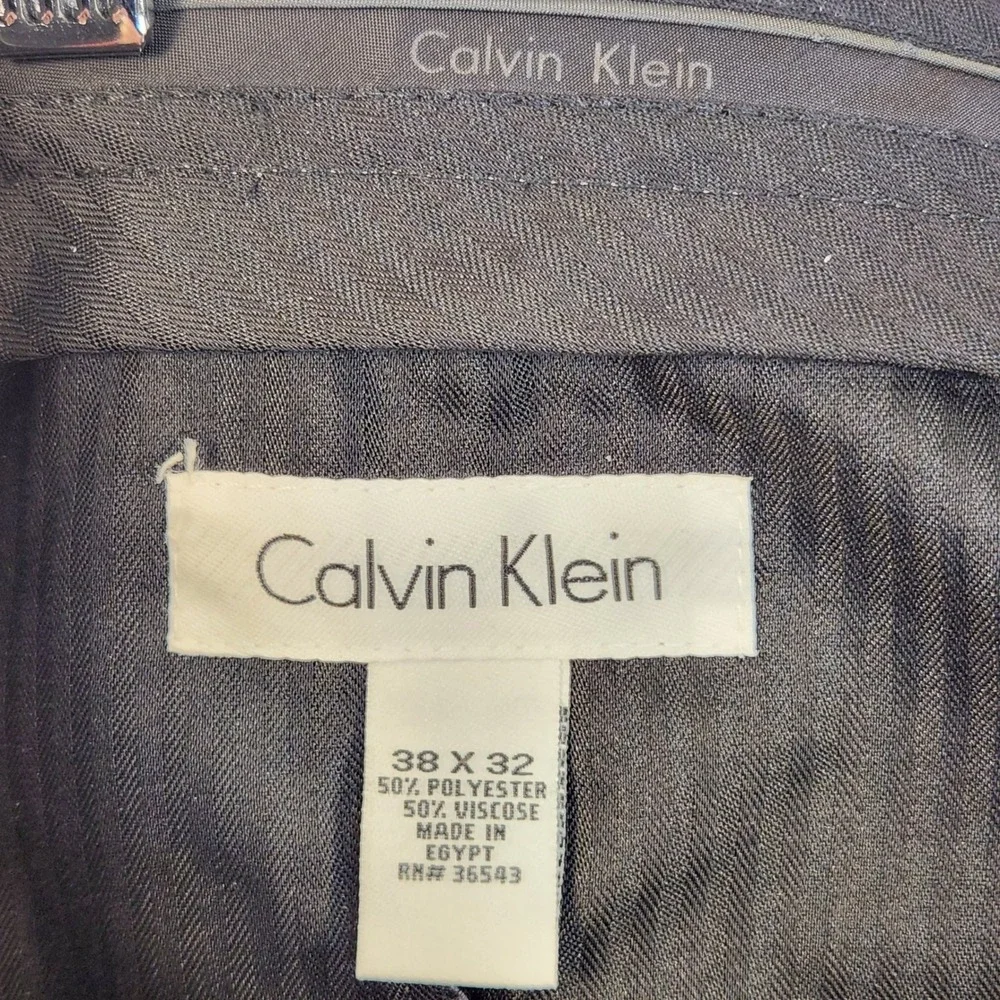 Calvin Klein Dress Pants Men's 40x32 Slacks Dark Gray Flat Front Polyester Blend